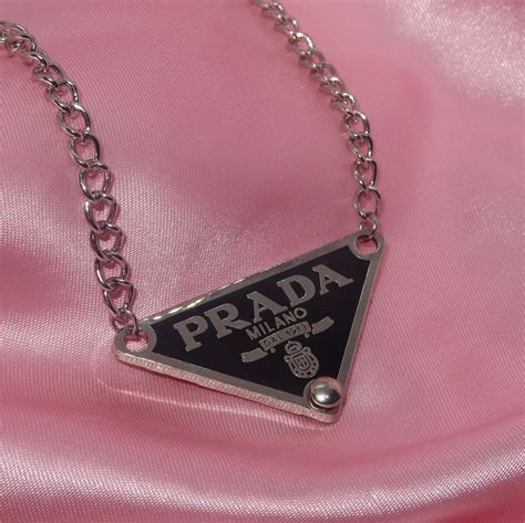 prada tag necklace|prada necklace triangle dupe.